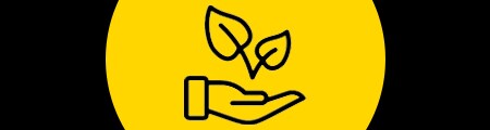 Icono de innovación y sostenibilidad en amarillo y negro
