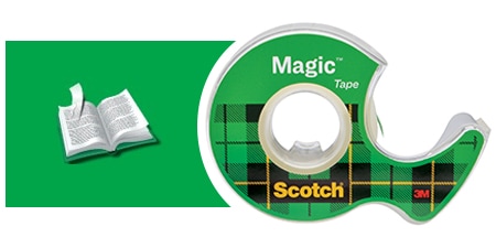Ejemplo de uso de la cinta adhesiva Scotch® Magic™: reparación de páginas de libros rotas
