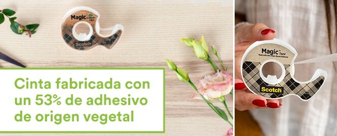 Protección Scotch™ Cushion Lock™ y cinta Scotch® Magic™ con 66% adhesivo de origen vegetal
