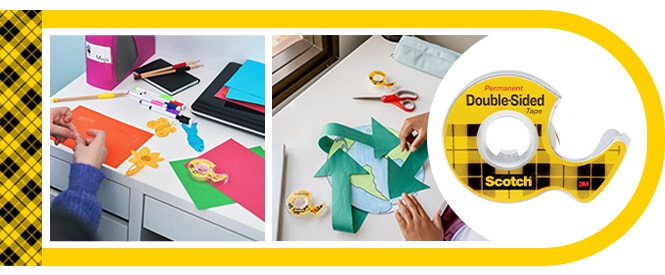 Cinta de doble cara Scotch® y ejemplos de uso - creando obras de arte y proyectos escolares
