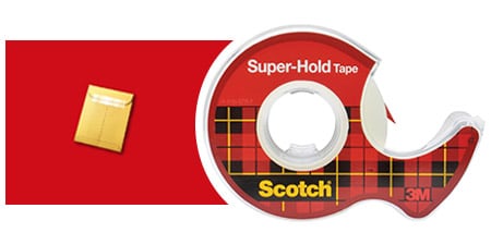 Cinta Adhesiva Scotch® Super-Hold y ejemplo de uso: sellado de documentos importantes
